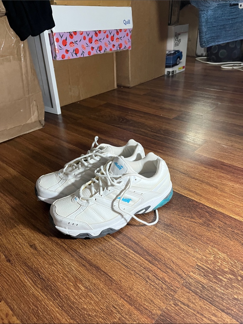 Avia White Sneakers with Teal Heel Accent